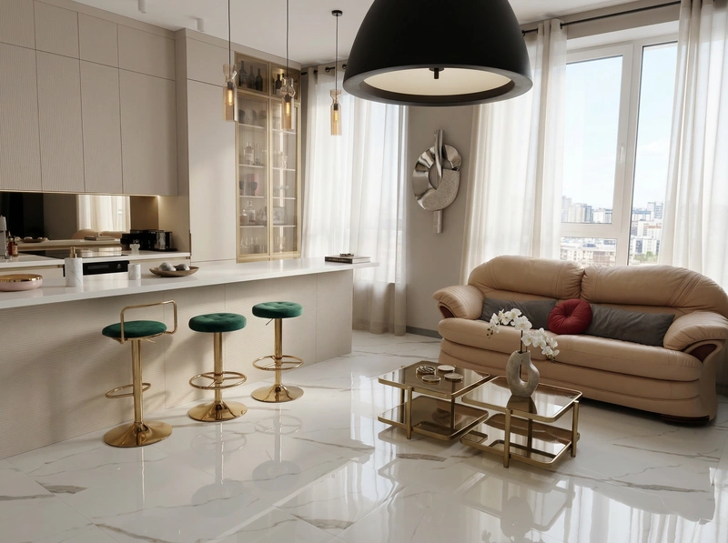 Дизайн интерьера в стиле Контемпорари — Гостиная от нейросети RoomGPT