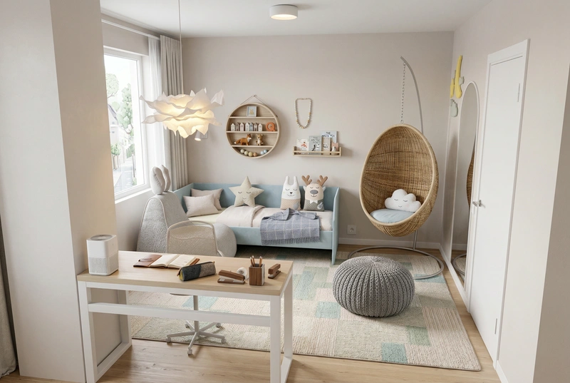 Дизайн интерьера в стиле Сканди — Детская от нейросети RoomGPT