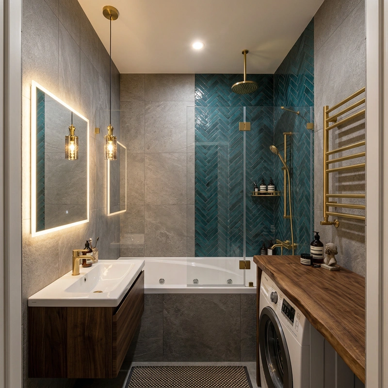 Дизайн интерьера в стиле Эклектика — Ванная от нейросети RoomGPT