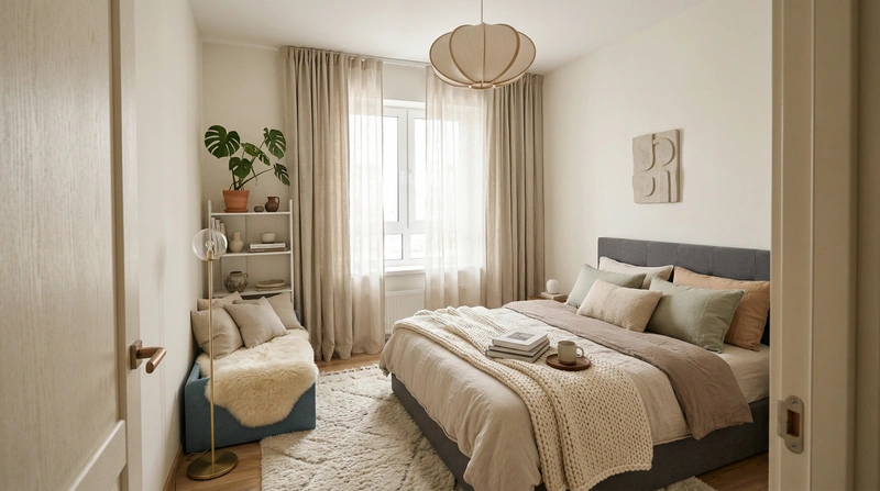 Дизайн гостиной в стиле Хюгге — фото интерьера от нейросети RoomGPT