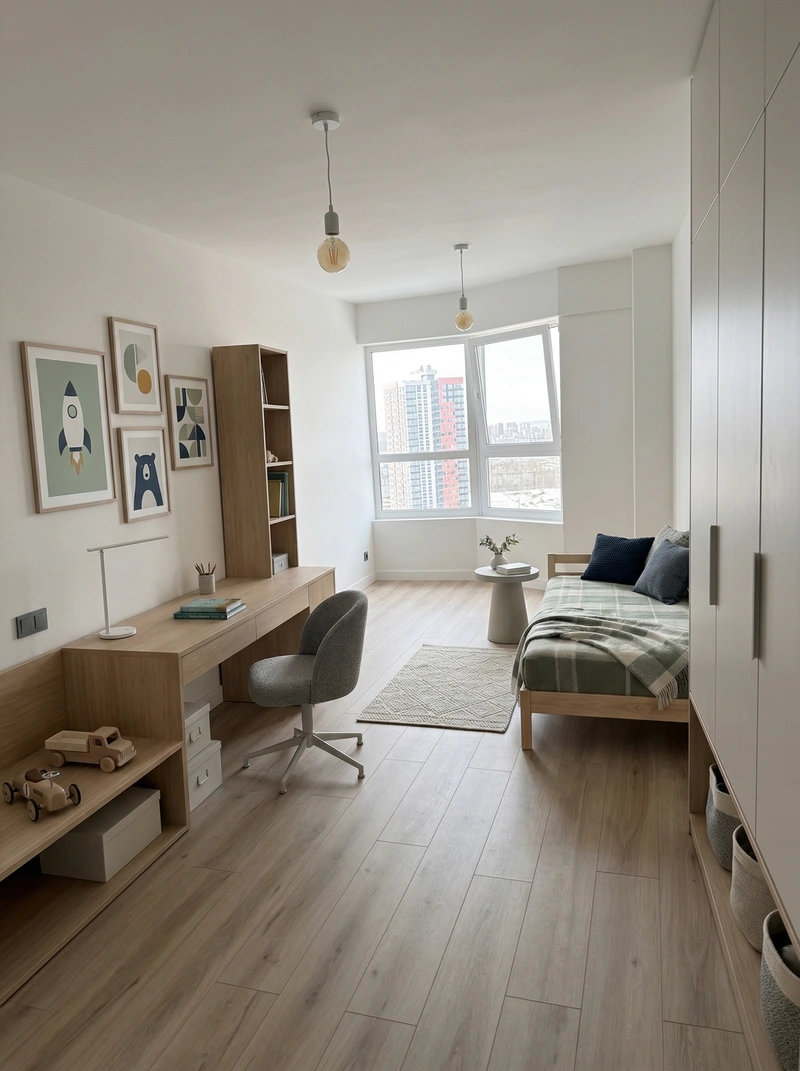 Дизайн детской в стиле Минимализм — фото интерьера от нейросети RoomGPT