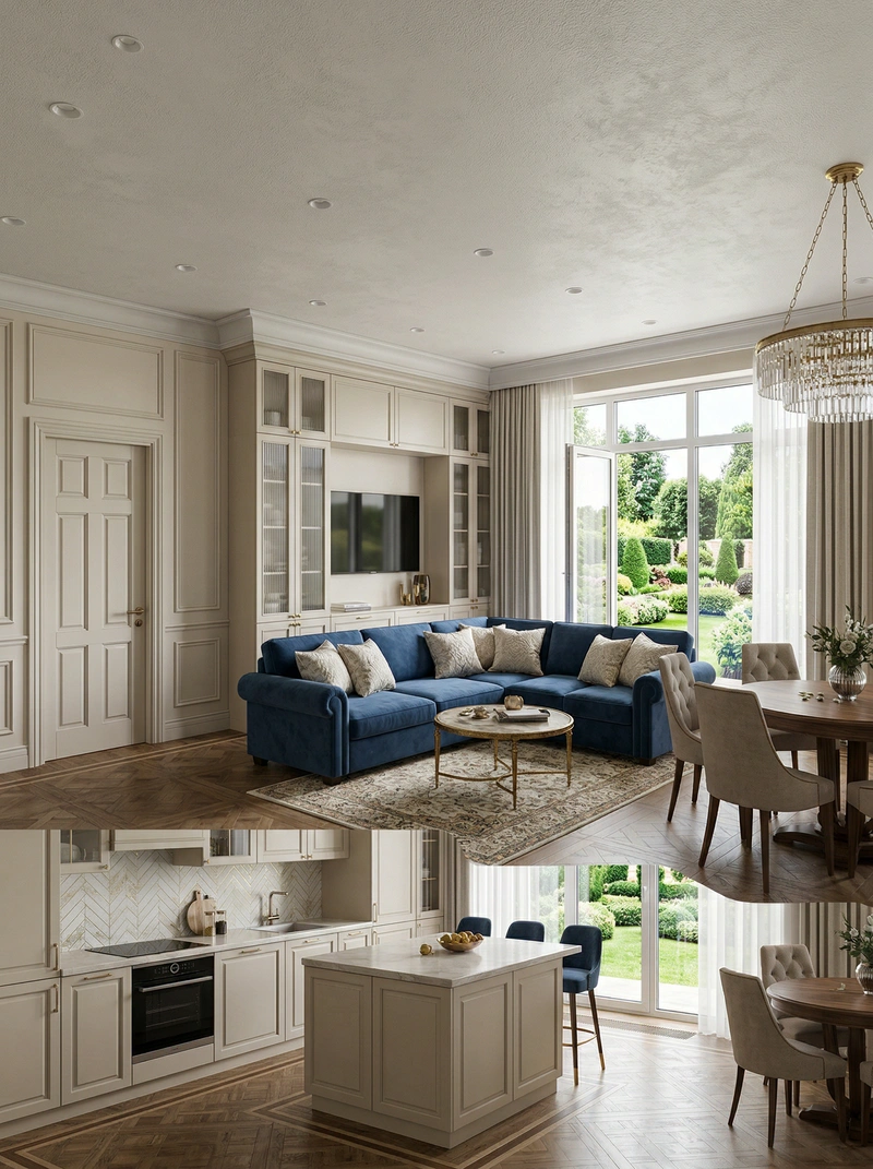 Дизайн интерьера в стиле Классика — Гостиная от нейросети RoomGPT