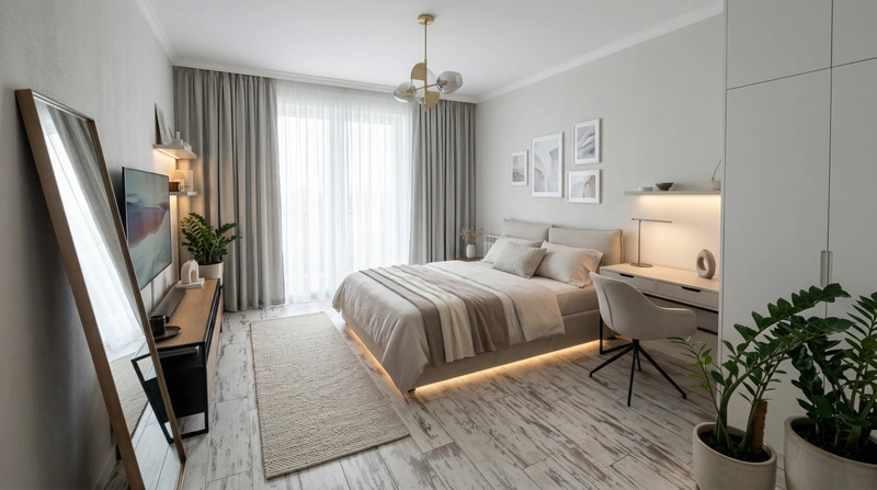 Дизайн спальни в стиле Минимализм — фото интерьера от нейросети RoomGPT