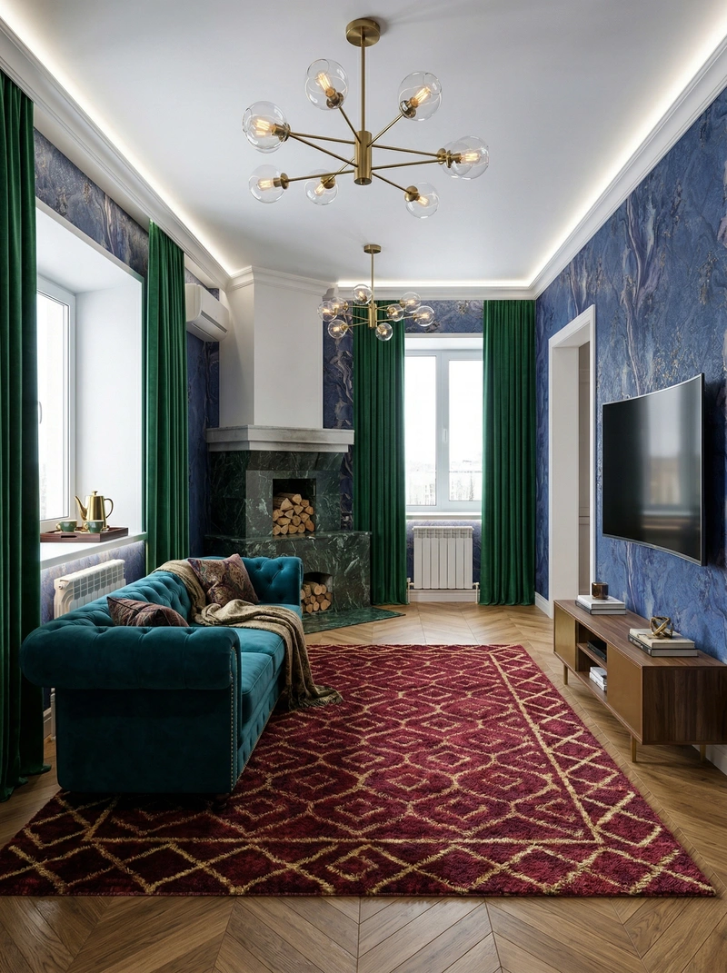 Дизайн гостиной в стиле Британский — фото интерьера от нейросети RoomGPT