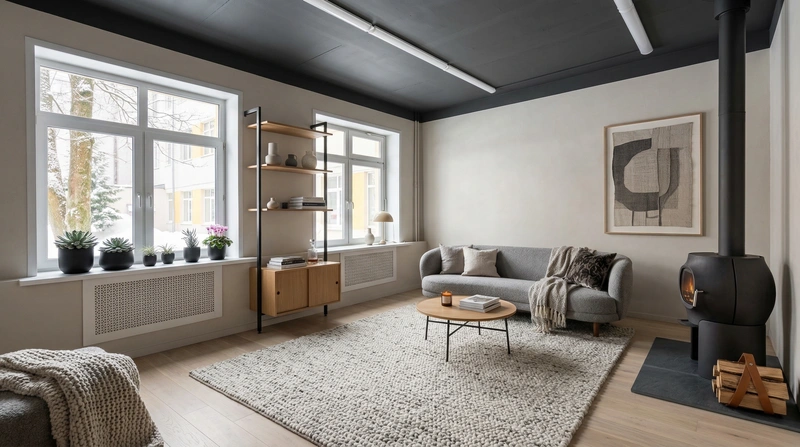 Дизайн интерьера в стиле Хюгге — Гостиная от нейросети RoomGPT