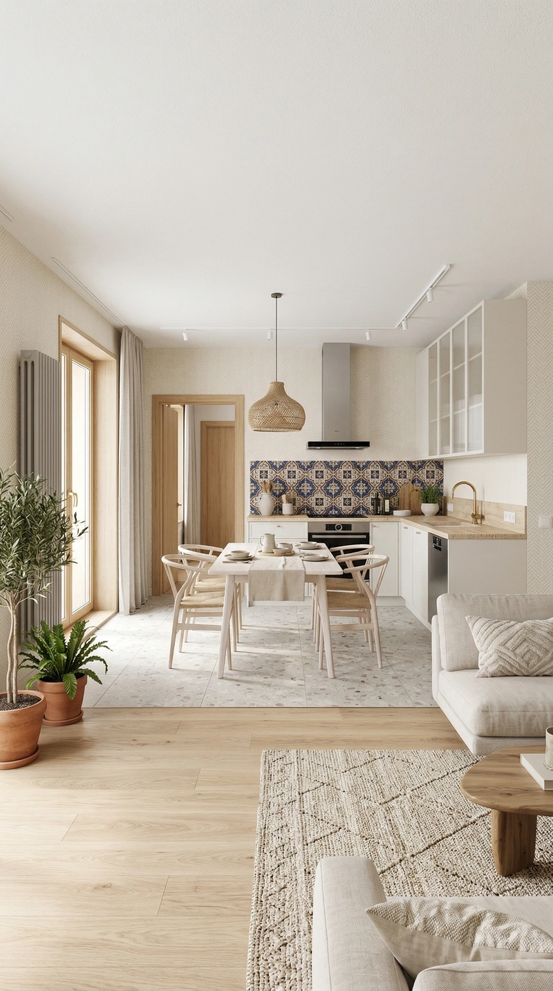 Дизайн кухни в стиле Сканди — фото интерьера от нейросети RoomGPT