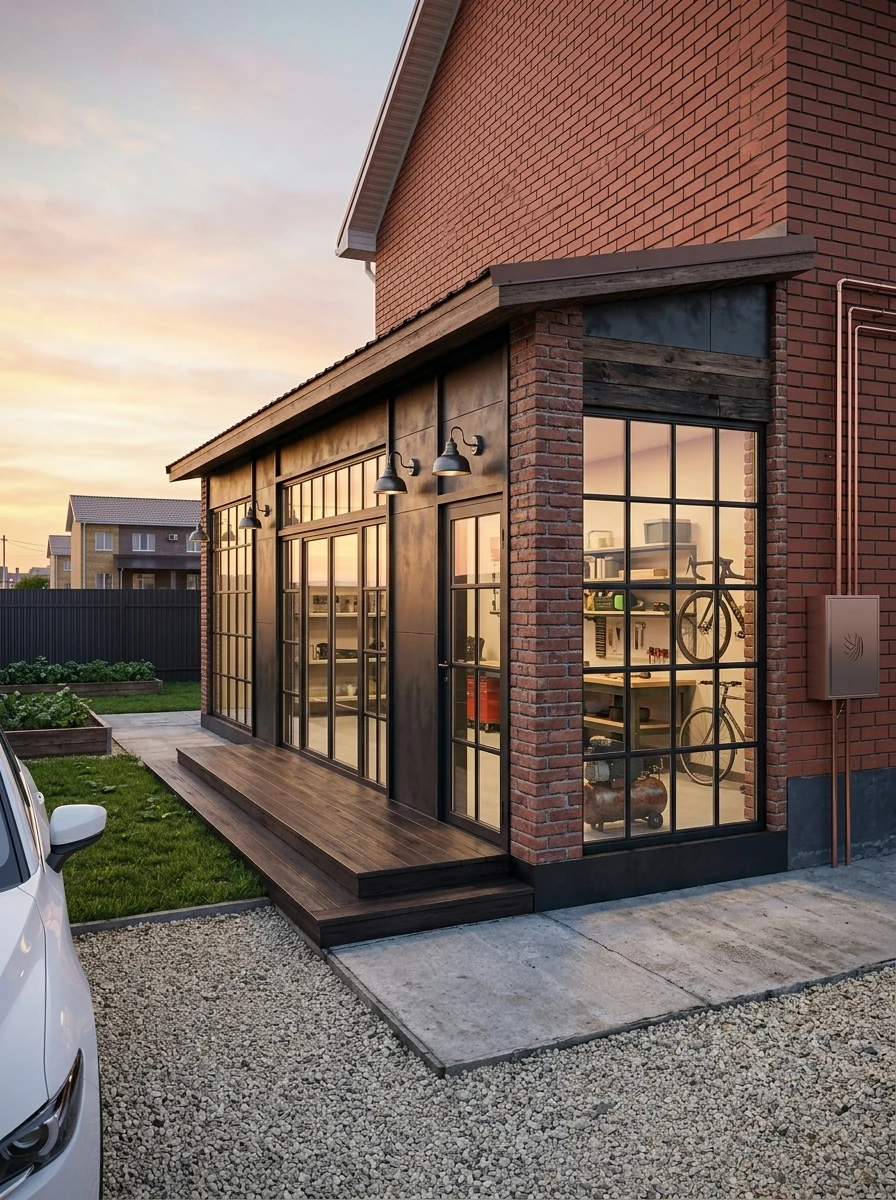 Дизайн фасада в стиле Лофт — фото фасада от нейросети RoomGPT