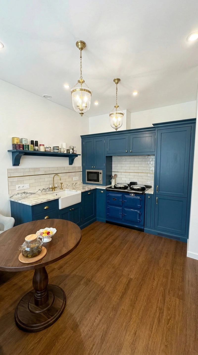 Дизайн кухни в стиле Британский — фото интерьера от нейросети RoomGPT