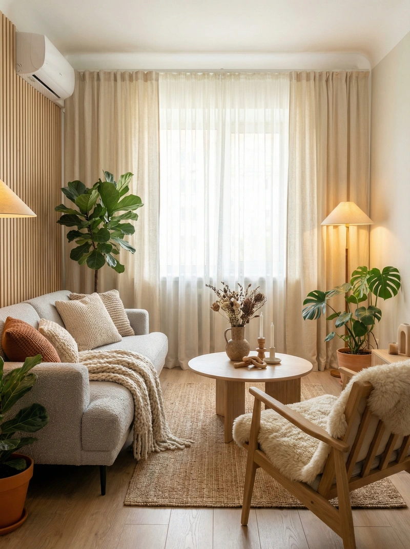 Дизайн интерьера в стиле Хюгге — Гостиная от нейросети RoomGPT