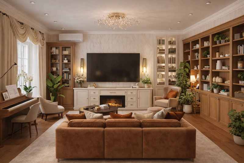 Дизайн интерьера в стиле Классика — Гостиная от нейросети RoomGPT