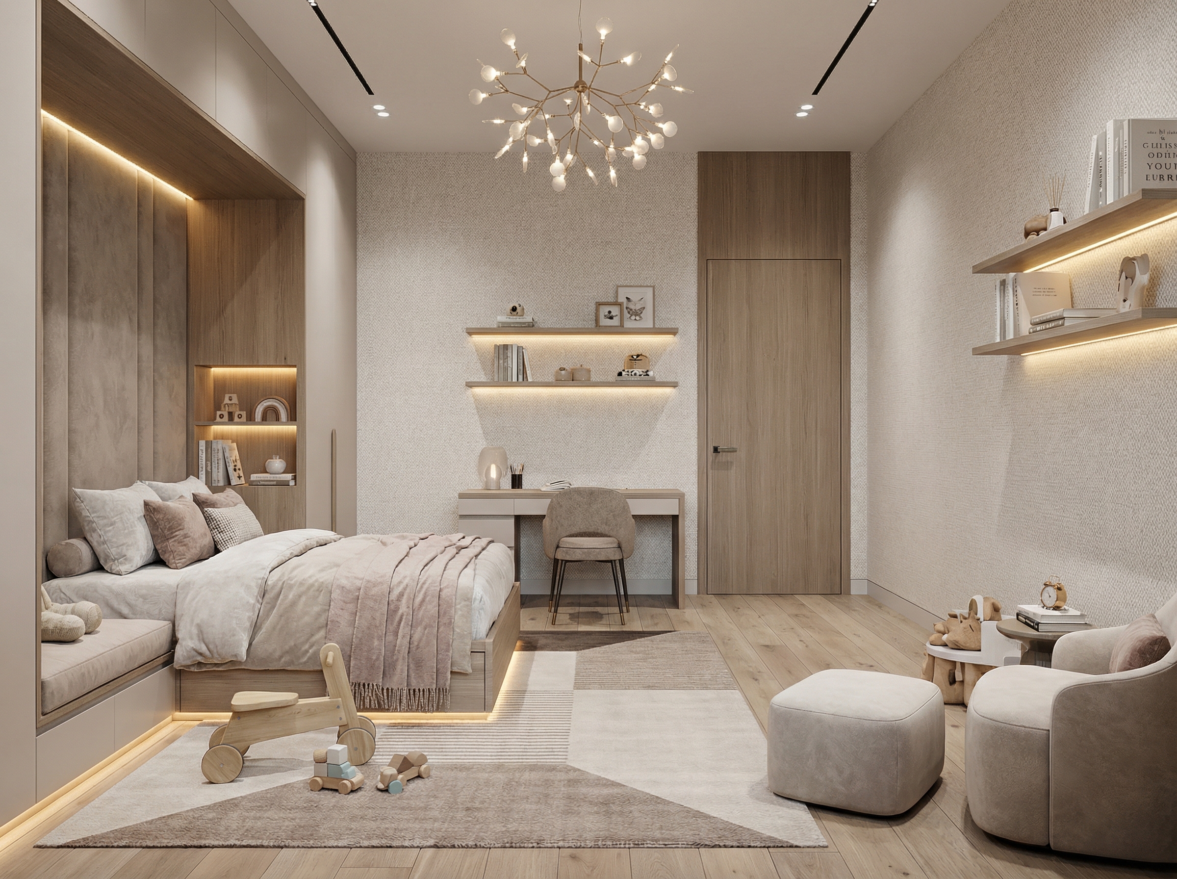 Дизайн детской в стиле Контемпорари — фото интерьера от нейросети RoomGPT