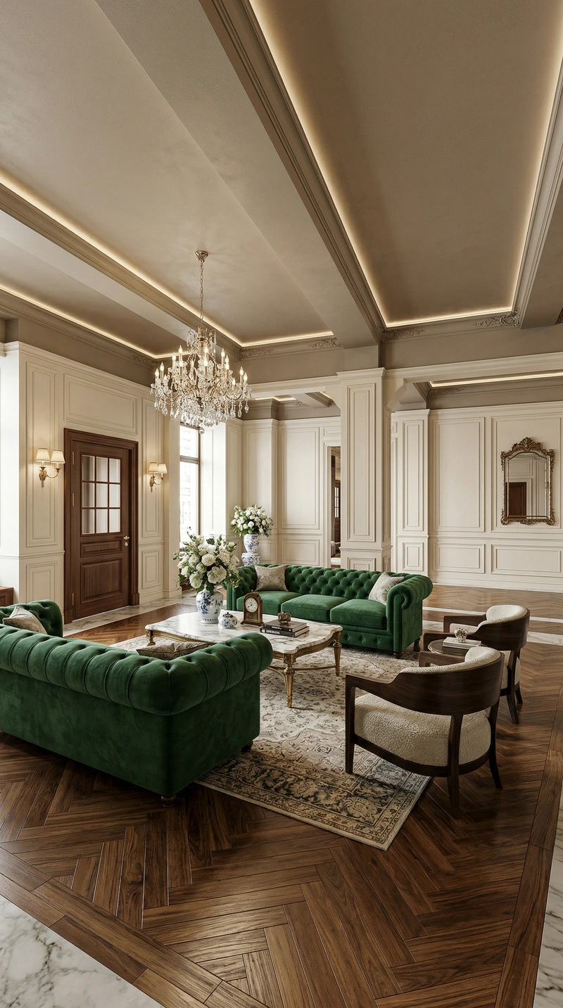 Дизайн интерьера в стиле Классика — Гостиная от нейросети RoomGPT