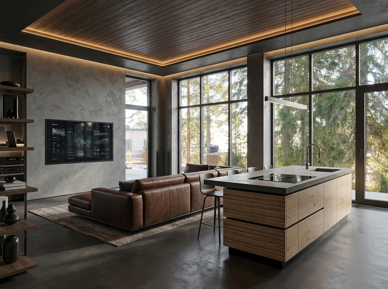 Дизайн гостиной в стиле Блэктэк — фото интерьера от нейросети RoomGPT