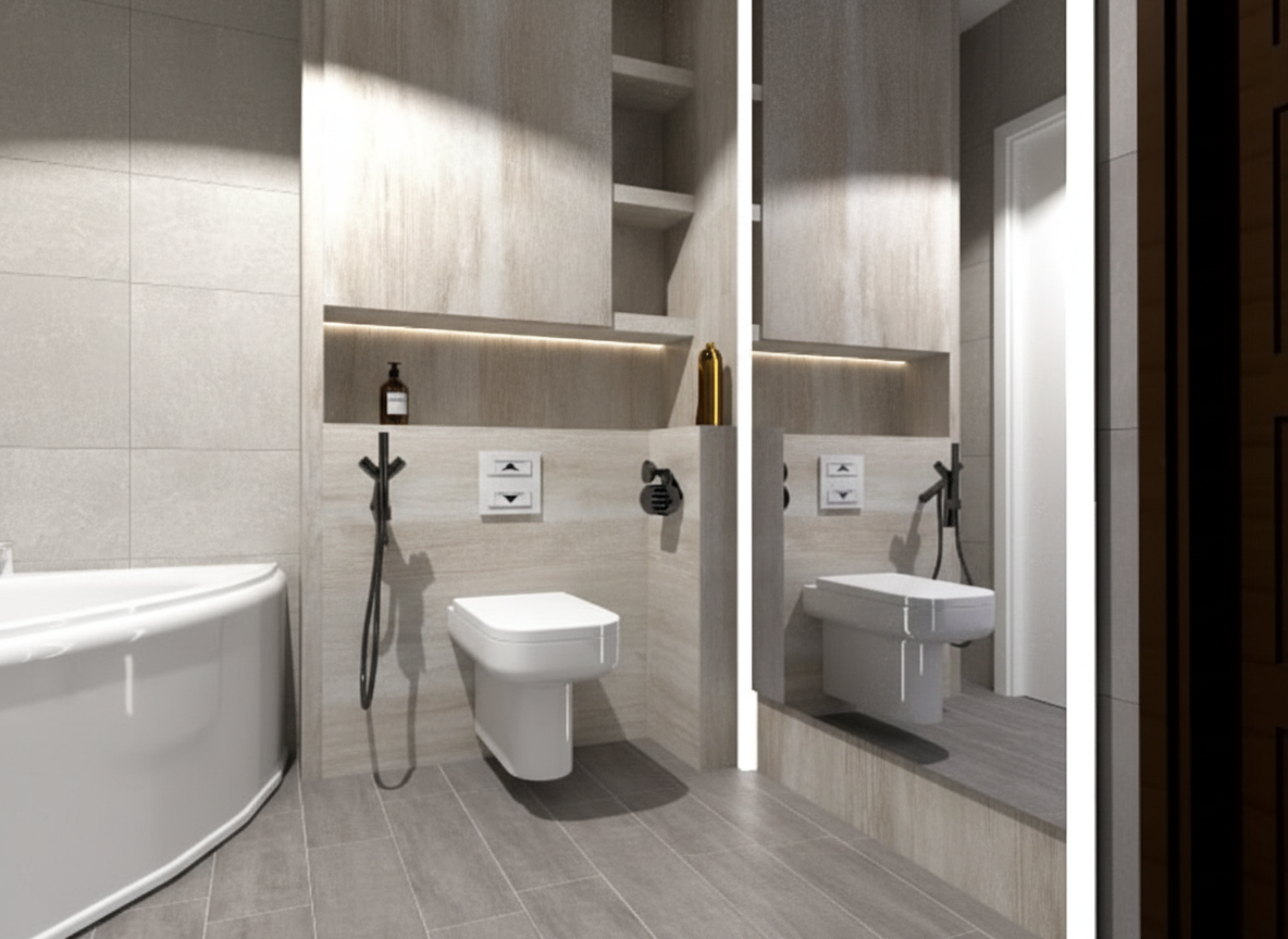 Дизайн ванной в стиле Минимализм — фото интерьера от нейросети RoomGPT