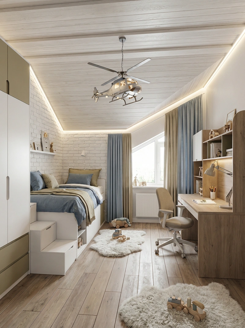 Дизайн интерьера в стиле Сканди — Детская от нейросети RoomGPT