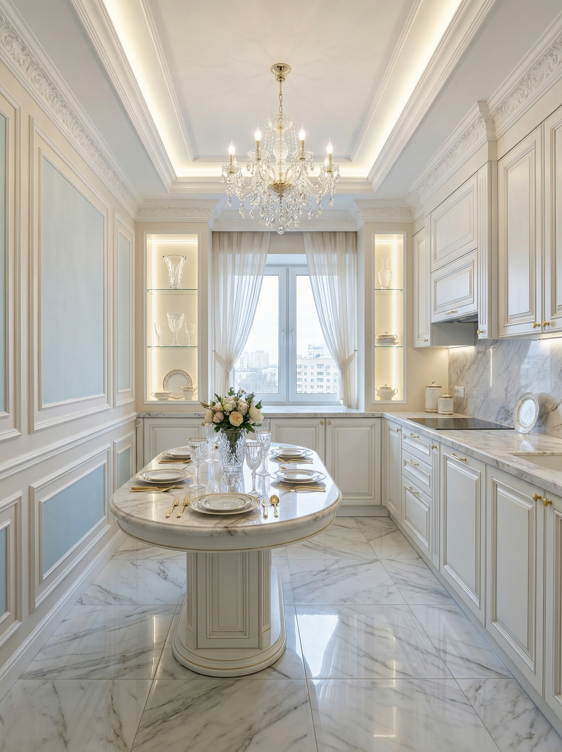 Дизайн кухни в стиле Классика — фото интерьера от нейросети RoomGPT