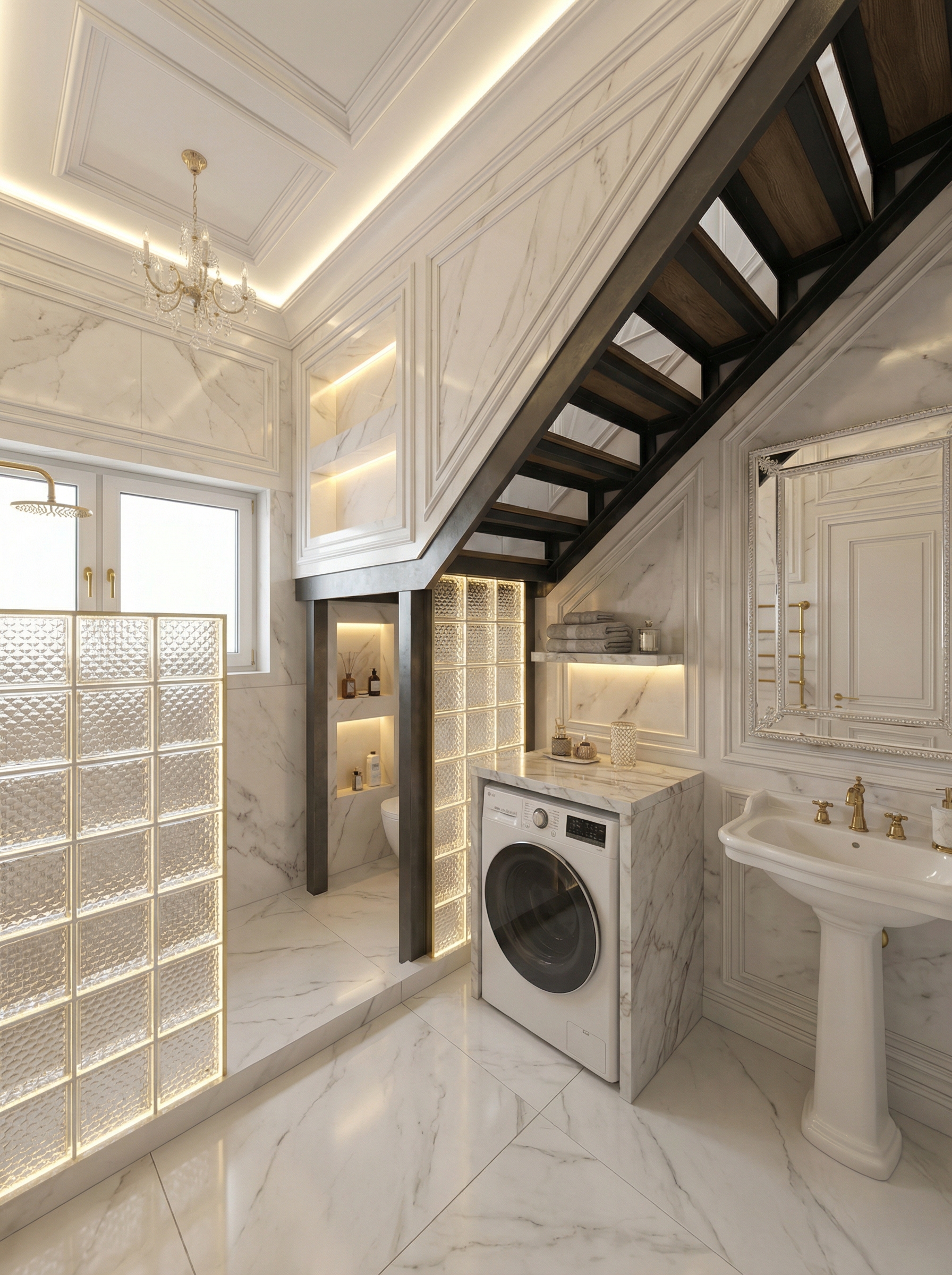 Дизайн ванной в стиле Классика — фото интерьера от нейросети RoomGPT