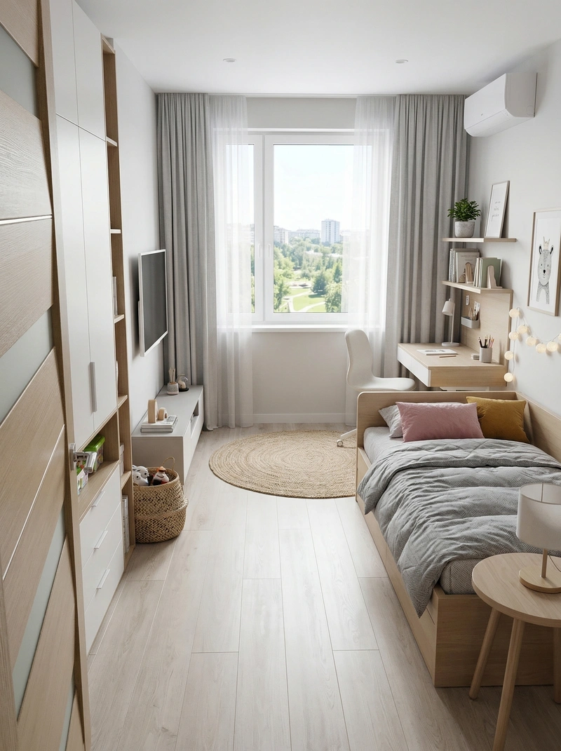 Дизайн детской в стиле Сканди — фото интерьера от нейросети RoomGPT