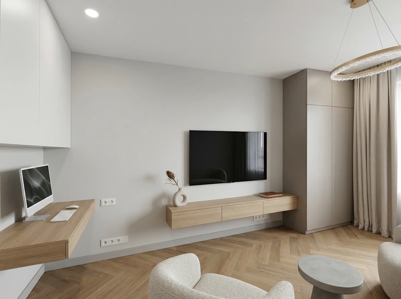 Дизайн интерьера в стиле Минимализм — Гостиная от нейросети RoomGPT