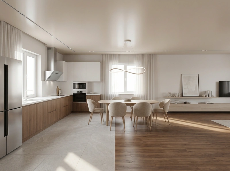 Дизайн интерьера в стиле Сканди — Кухня от нейросети RoomGPT