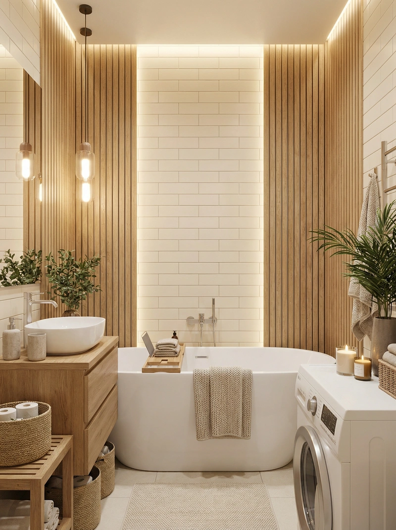 Дизайн интерьера в стиле Хюгге — Ванная от нейросети RoomGPT