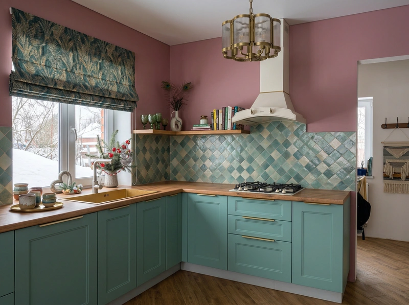 Дизайн кухни в стиле Эклектика — фото интерьера от нейросети RoomGPT