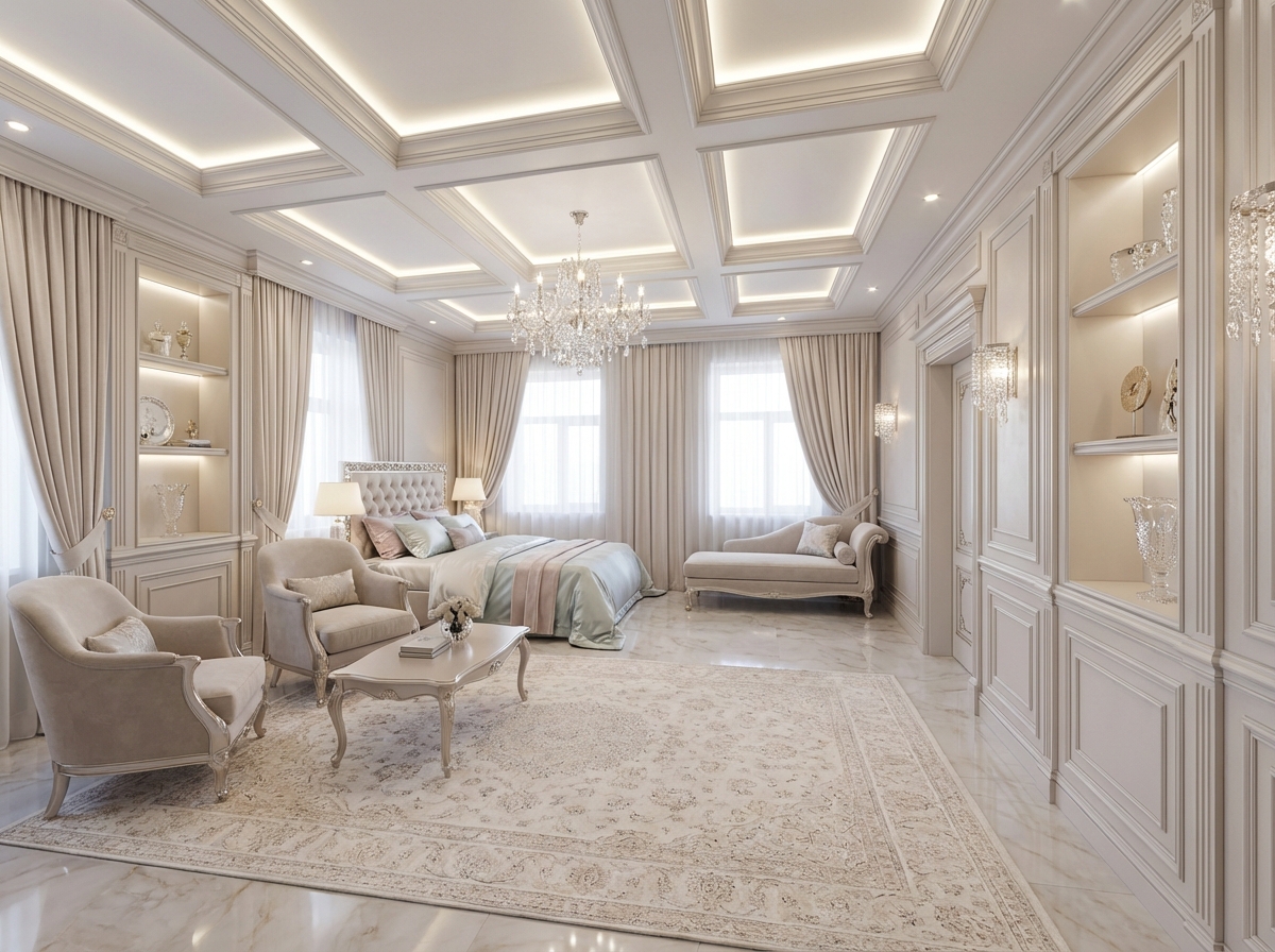 Дизайн спальни в стиле Классика — фото интерьера от нейросети RoomGPT