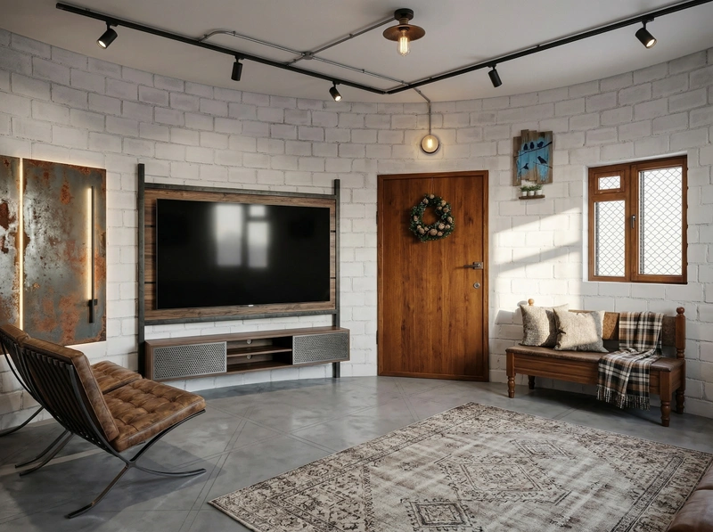 Дизайн гостиной в стиле Лофт — фото интерьера от нейросети RoomGPT