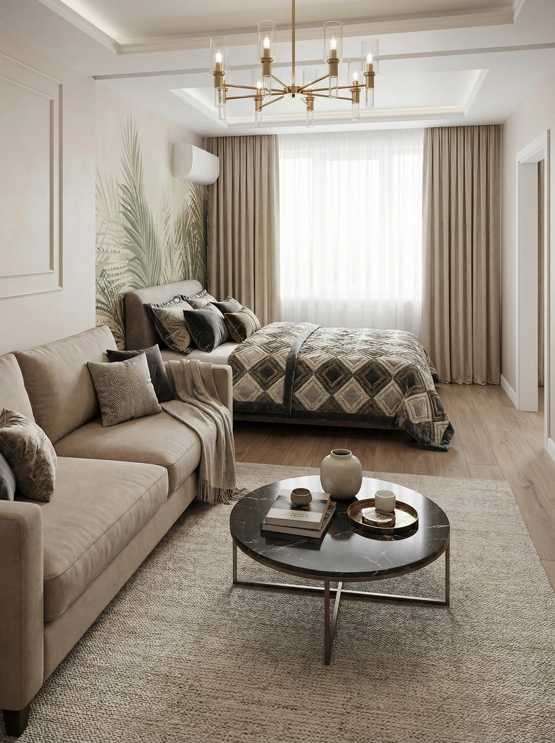 Дизайн гостиной в стиле Контемпорари — фото интерьера от нейросети RoomGPT