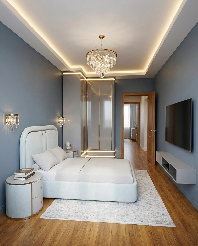 Дизайн спальни в стиле Неоклассика — фото интерьера от нейросети RoomGPT