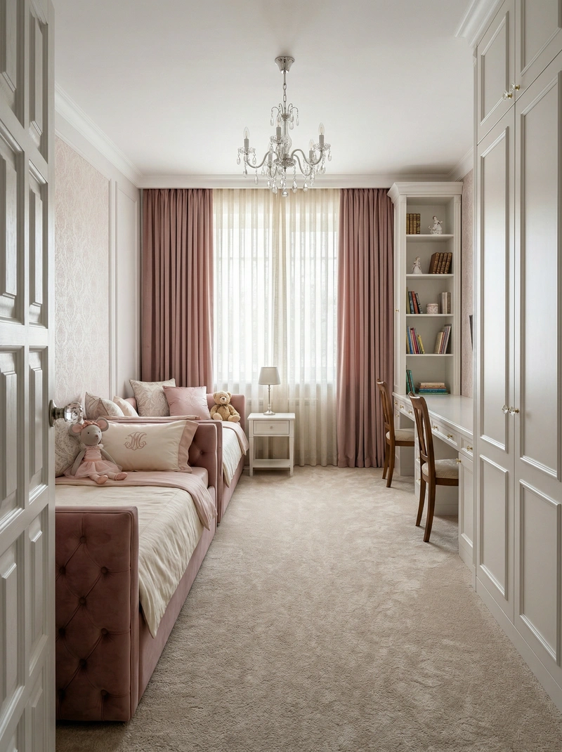 Дизайн интерьера в стиле Классика — Детская от нейросети RoomGPT