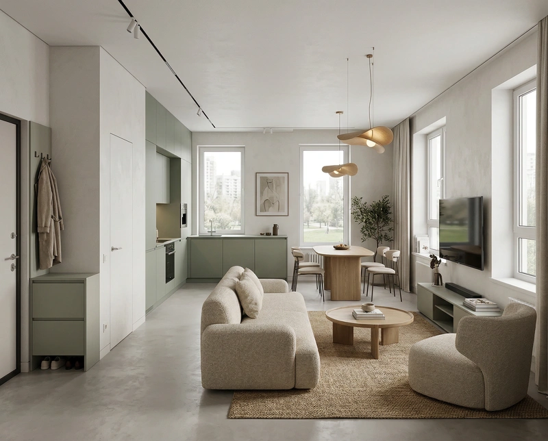 Дизайн интерьера в стиле Минимализм — Гостиная от нейросети RoomGPT