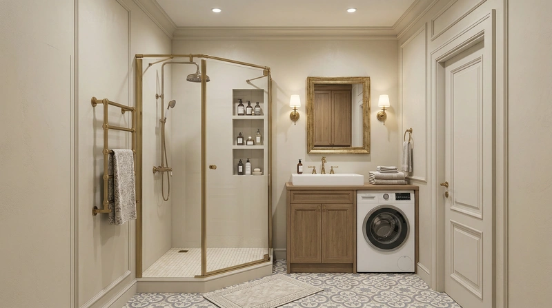 Дизайн ванной в стиле Классика — фото интерьера от нейросети RoomGPT