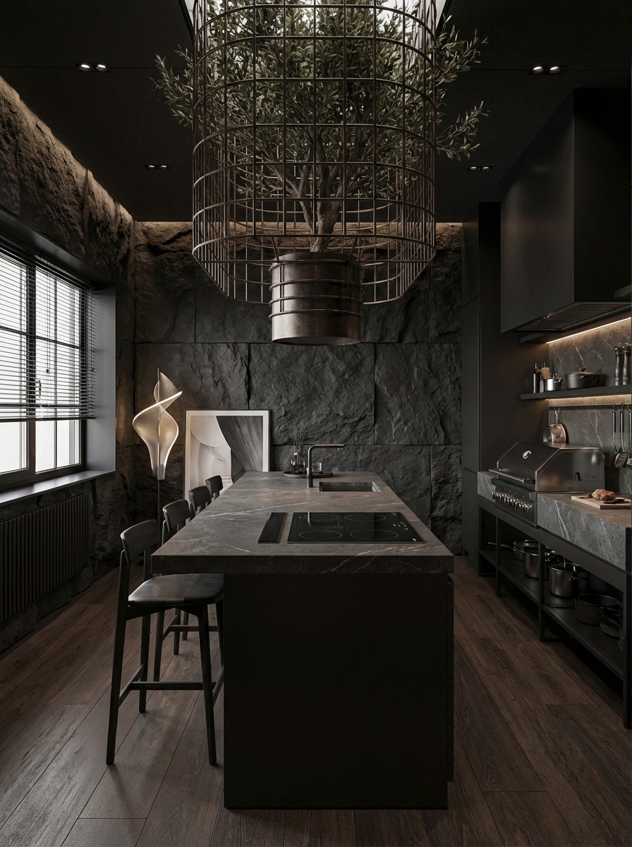 Дизайн гостиной в стиле Блэктэк — фото интерьера от нейросети RoomGPT