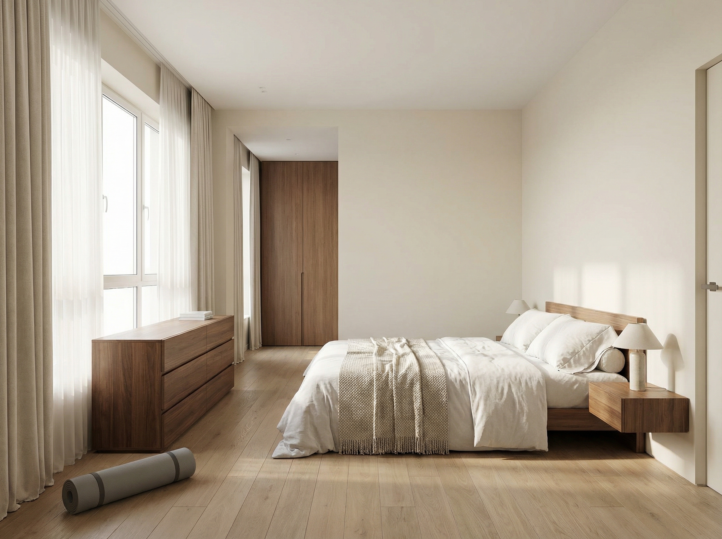 Дизайн спальни в стиле Минимализм — фото интерьера от нейросети RoomGPT