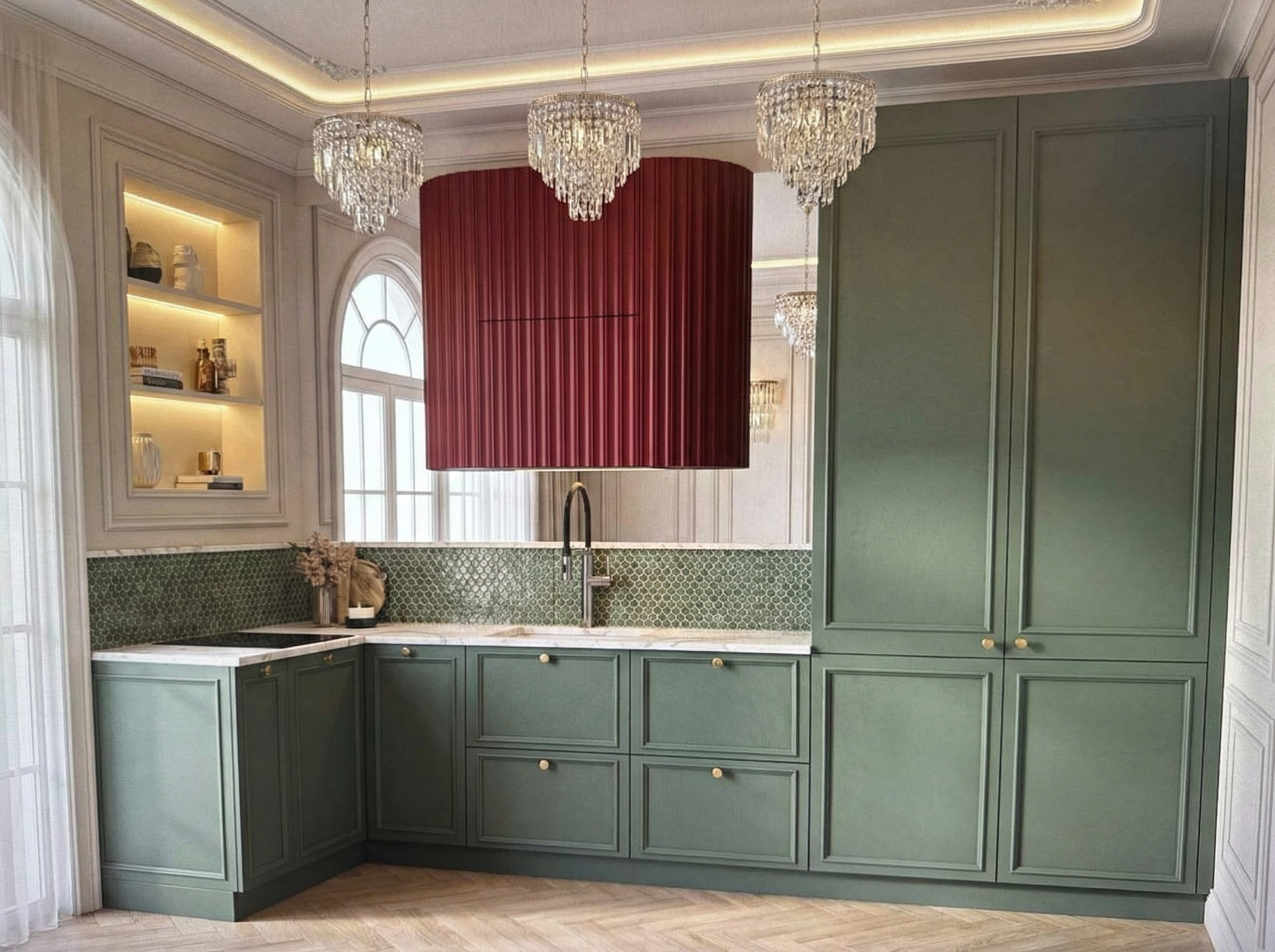 Дизайн кухни в стиле Классика — фото интерьера от нейросети RoomGPT