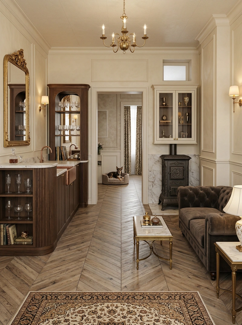 Дизайн гостиной в стиле Классика — фото интерьера от нейросети RoomGPT