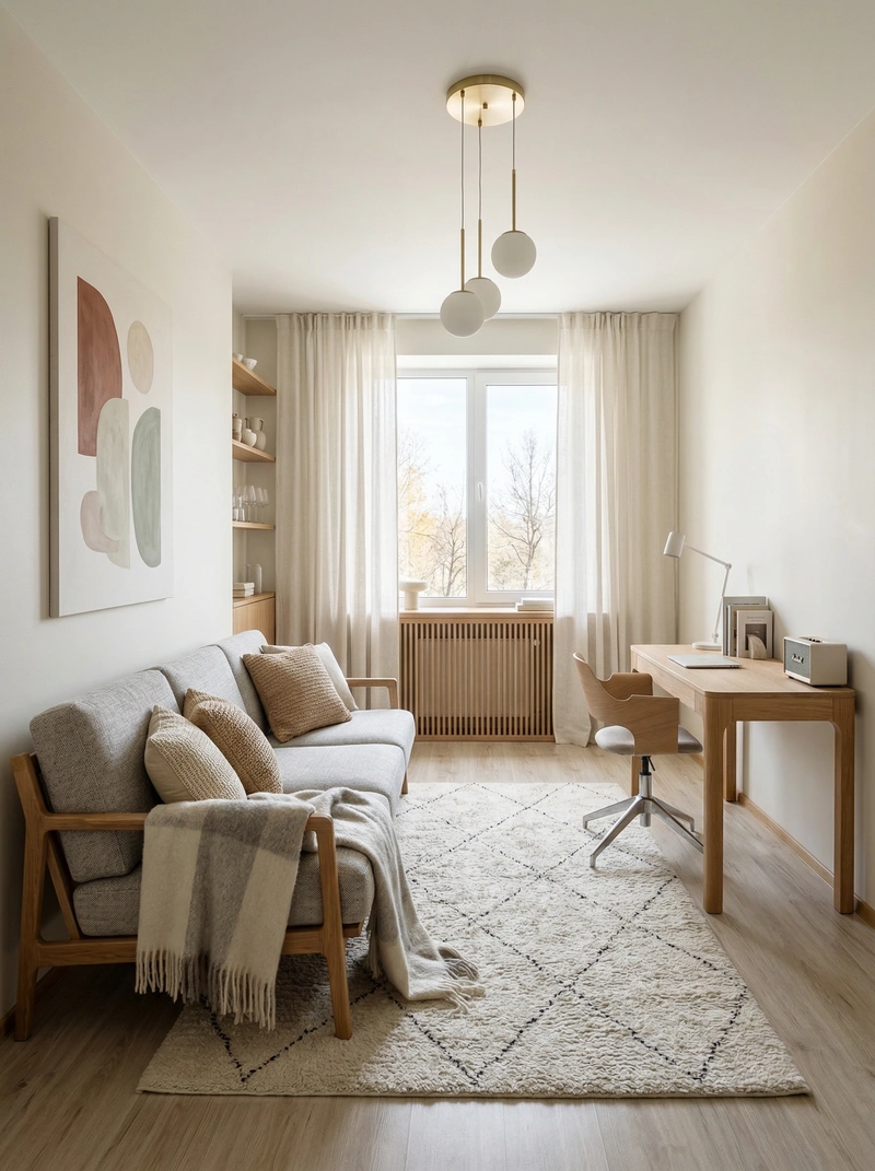 Дизайн интерьера в стиле Сканди — Гостиная от нейросети RoomGPT