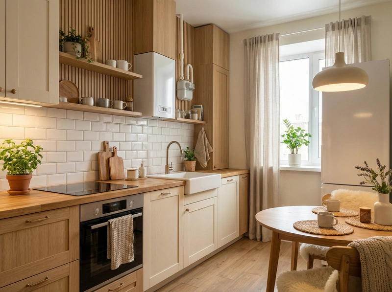 Дизайн интерьера в стиле Хюгге — Кухня от нейросети RoomGPT