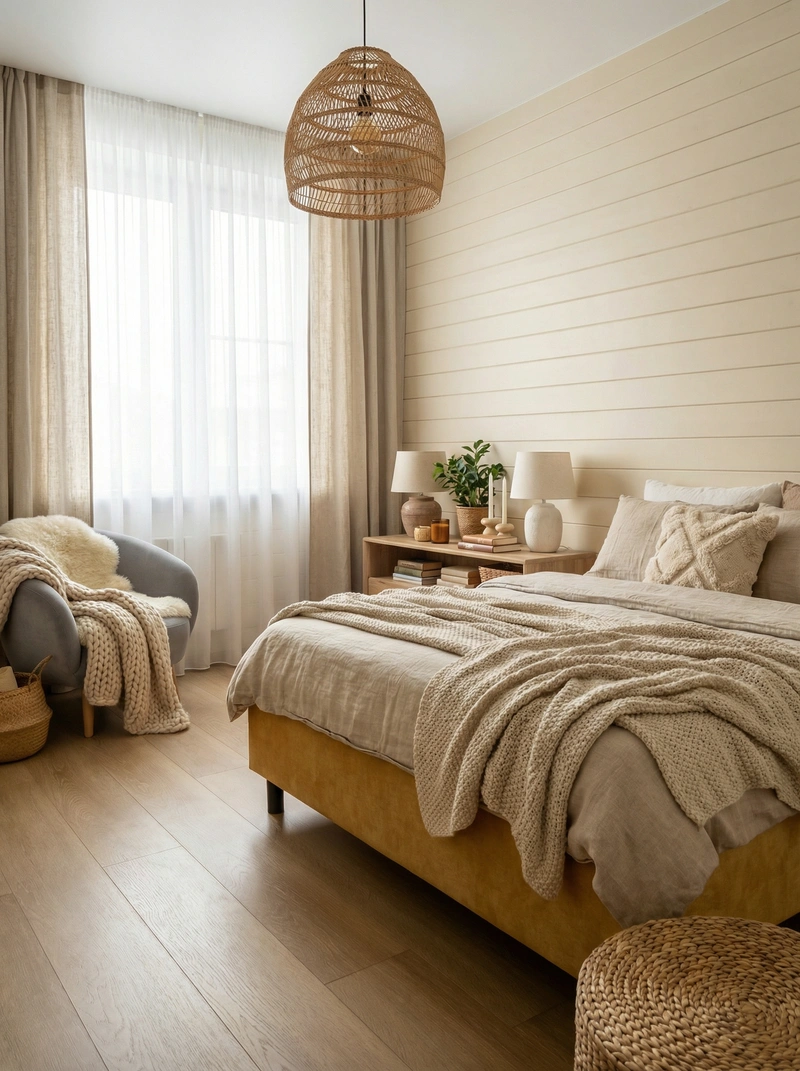 Дизайн интерьера в стиле Хюгге — Спальня от нейросети RoomGPT