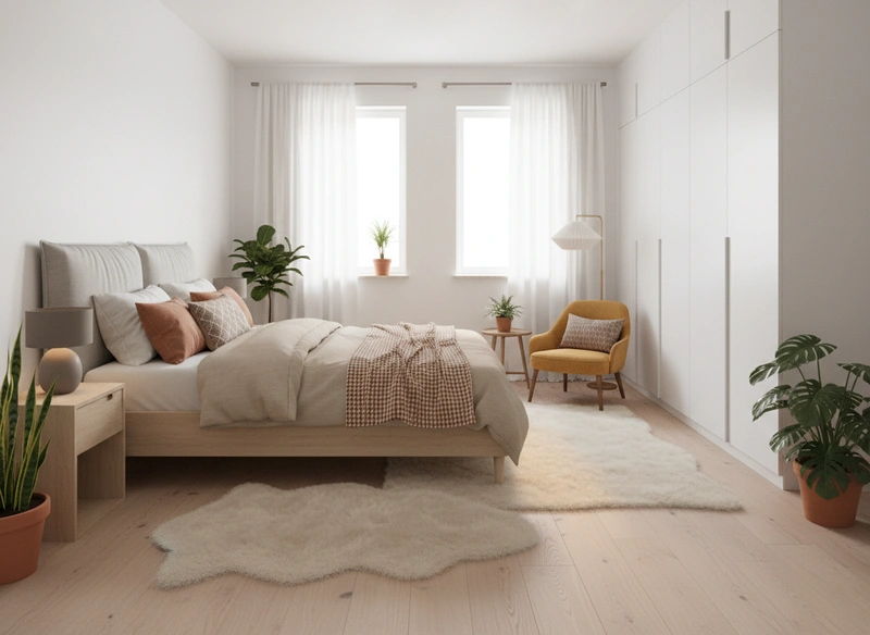 Дизайн интерьера в стиле Хюгге — Спальня от нейросети RoomGPT