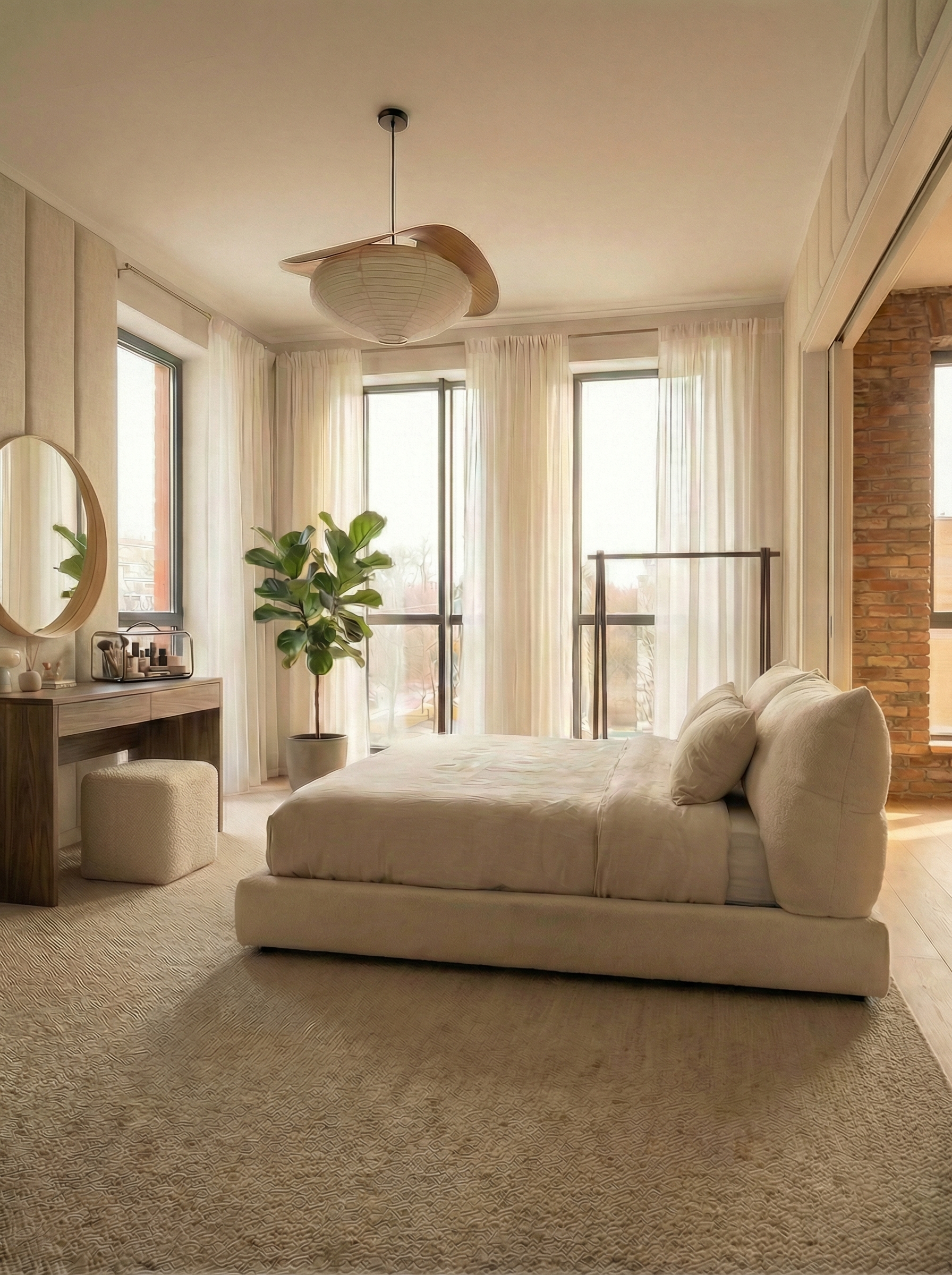 Дизайн спальни в стиле Japandi — фото интерьера от нейросети RoomGPT