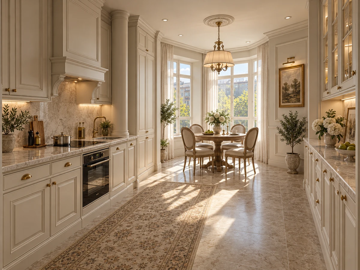 Дизайн интерьера в стиле Классика — Кухня от нейросети RoomGPT