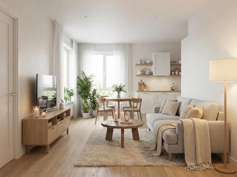 Дизайн интерьера в стиле Хюгге — Гостиная от нейросети RoomGPT