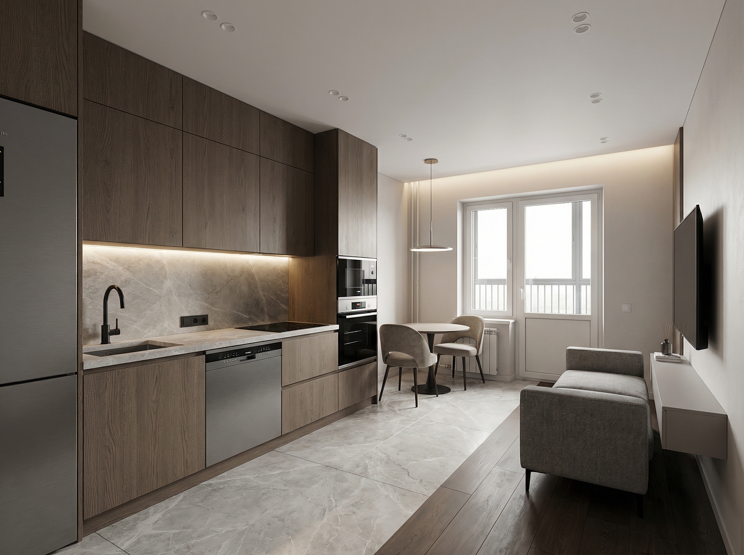 Дизайн кухни в стиле Минимализм — фото интерьера от нейросети RoomGPT