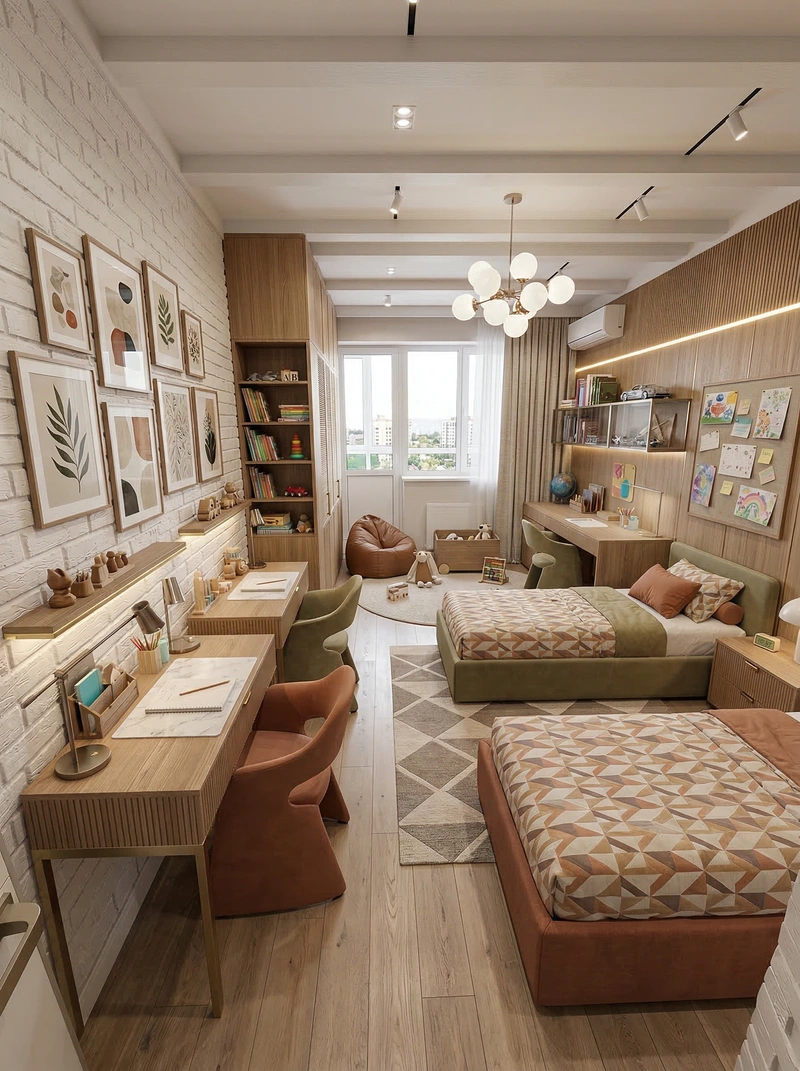 Дизайн детской в стиле Контемпорари — фото интерьера от нейросети RoomGPT