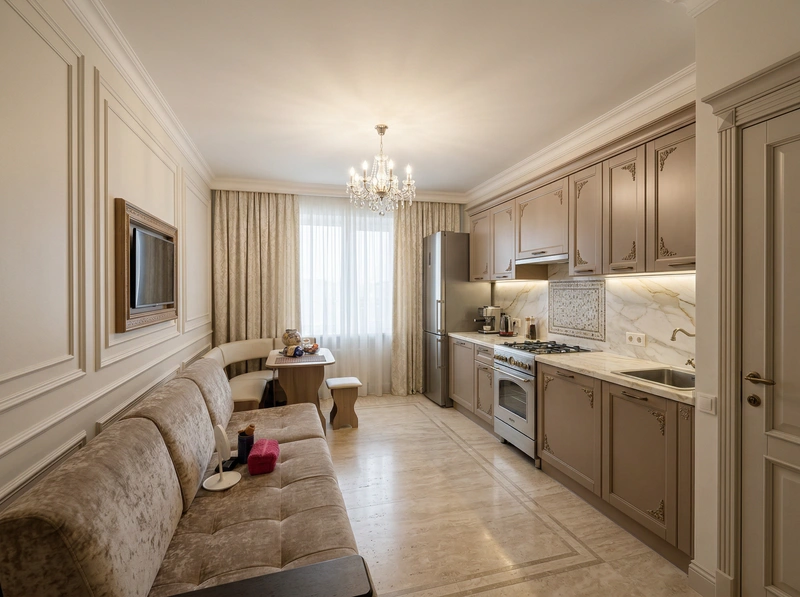Дизайн интерьера в стиле Классика — Кухня от нейросети RoomGPT