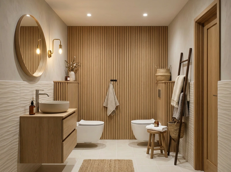 Дизайн ванной в стиле Хюгге — фото интерьера от нейросети RoomGPT