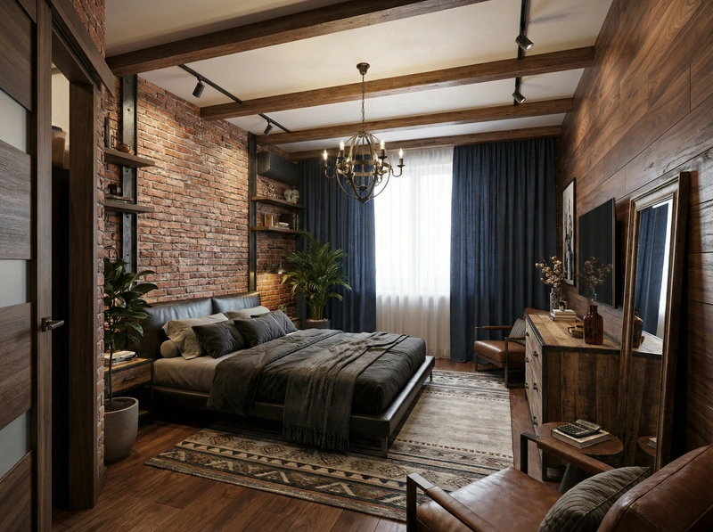 Дизайн интерьера в стиле Лофт — Спальня от нейросети RoomGPT