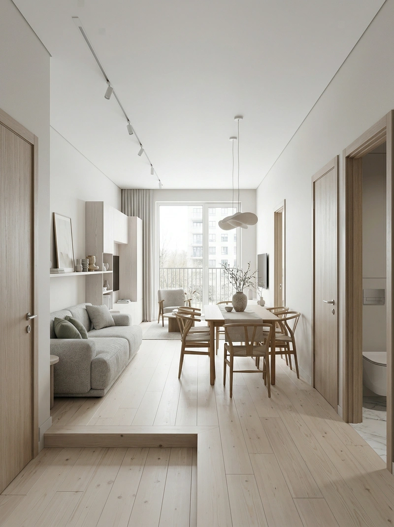 Дизайн гостиной в стиле Сканди — фото интерьера от нейросети RoomGPT